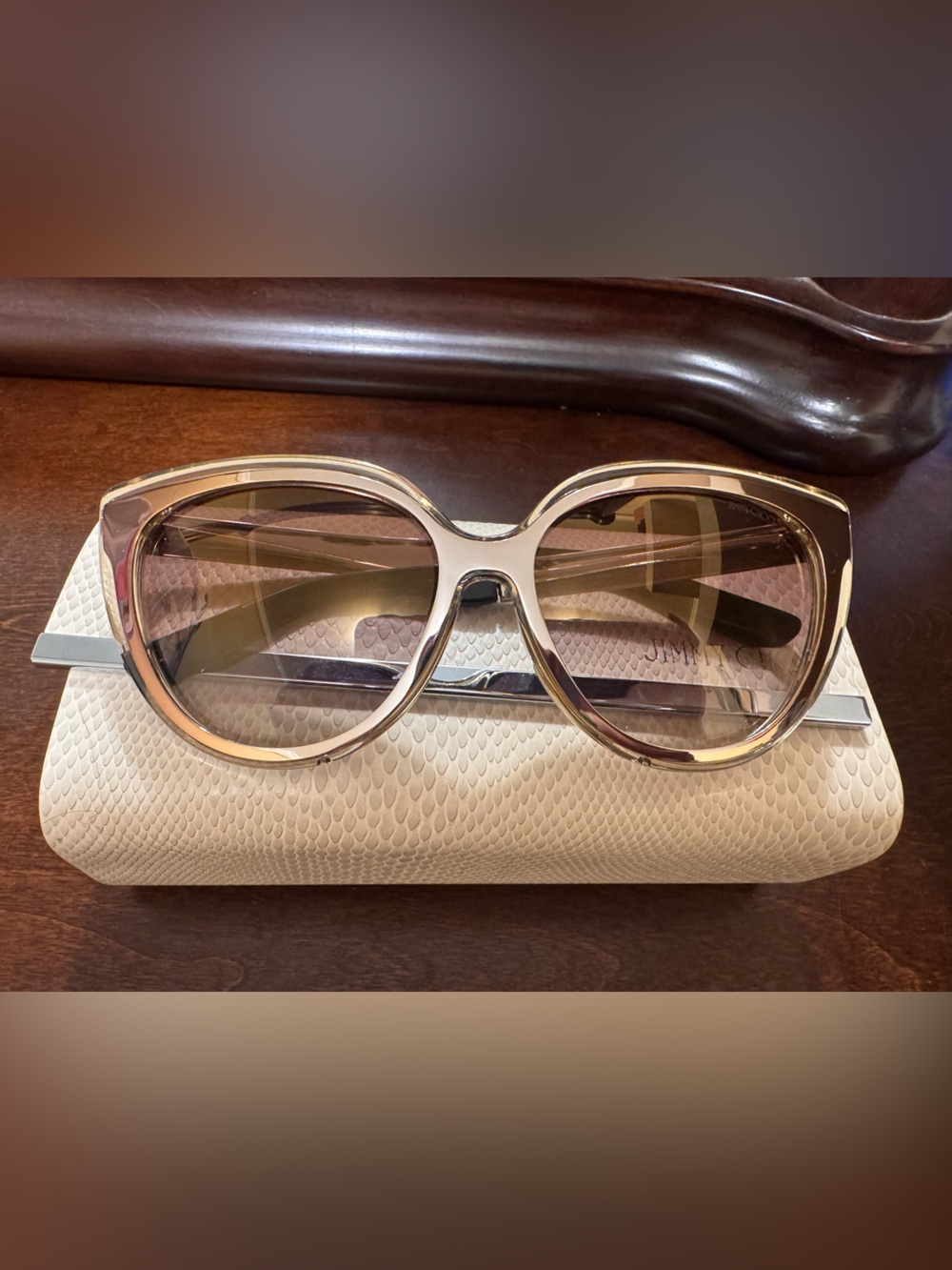 Jimmy Choo Beige Gradient Oversized Sunglasses